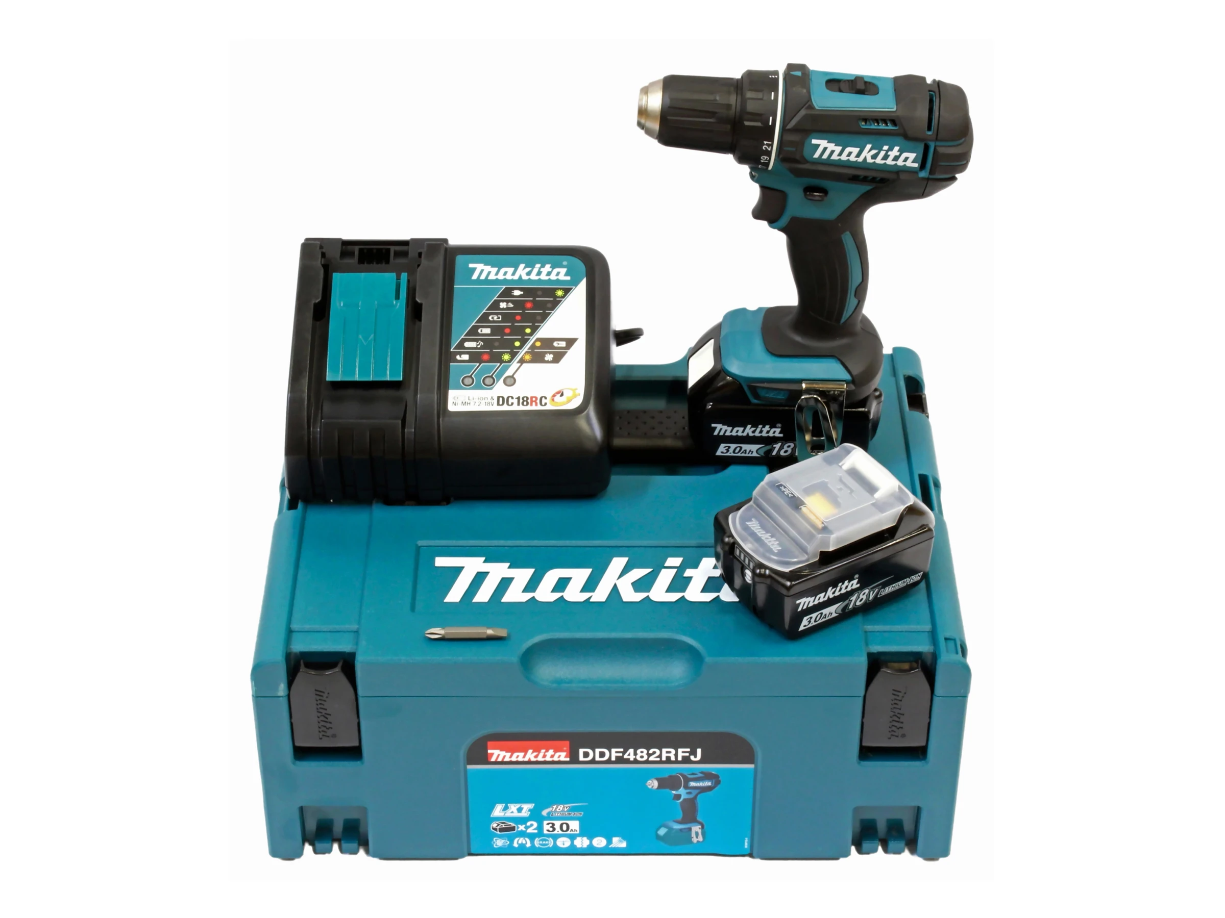 Makita 18 V Akku-Bohrschrauber DDF482RFJ inkl. 2 x 3 Ah Akkus, mit Koffer Makita 18 V Akku-Bohrschrauber DDF482RFJ inkl. 2 x 3 Ah Akkus, mit Koffer